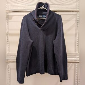 Polo RL Navy Shawl Collar Cashmere Sweater